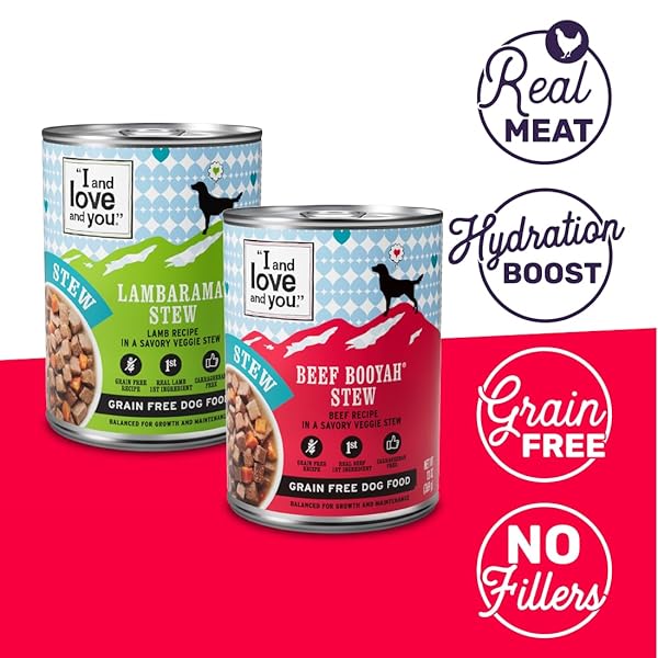 I AND LOVE AND YOU WET DOG FOOD – BAAD MOOON ON THE RISE VARIETY PACK – BEEF + LAMB, GRAIN FREE, FILLER FREE 13OZ CAN, 6PK