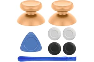 VRbrother 2Pcs Replacement Rocker Metal Analog Joystick Thumbstick Mushroom Caps Repair for Meta Oculus Quest 2 (Gold)