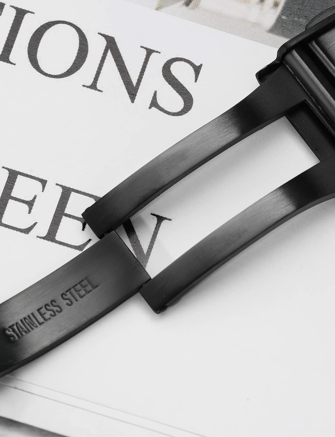 watchdives Watch Buckle 18mm/20mm/22mm Fold Safety Milled Clasp Replacement Stainless Steel Watchband Clasp (Black, 22mm)