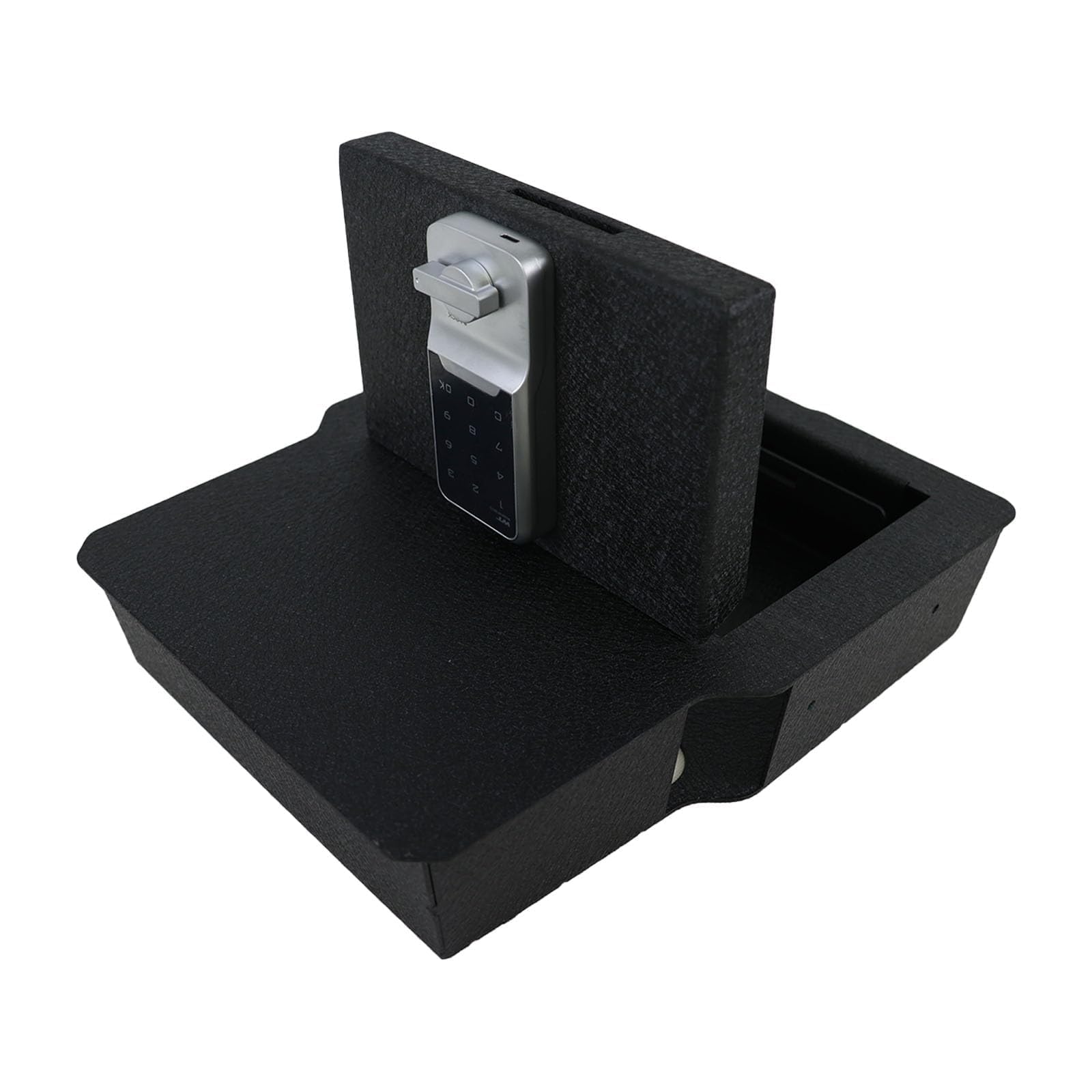 Photo 1 of KEREN Underseat Center Console Gun Safe - Console Gun Vault Compatible with Dodge Ram 1500/2500/3500 2020-2026, High Security Armrest Lock Box with Electronic Keypad Lock