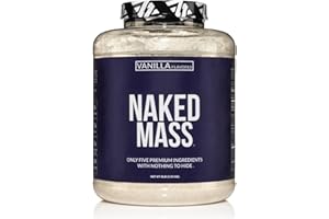 NAKED NUTRITION NAKED Vanilla Mass - All Natural Vanilla Weight Gainer Protein Powder - 8lb Bulk, GMO Free, Gluten Free & Soy Free, No Artificial Ingredients - 1,260 Calories - 11 Servings