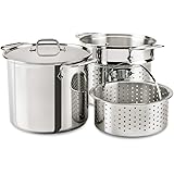 All-Clad E9078064 Stainless Steel Multicooker with Perforated Steel Insert and Steamer Basket, 8-Quart, Silver