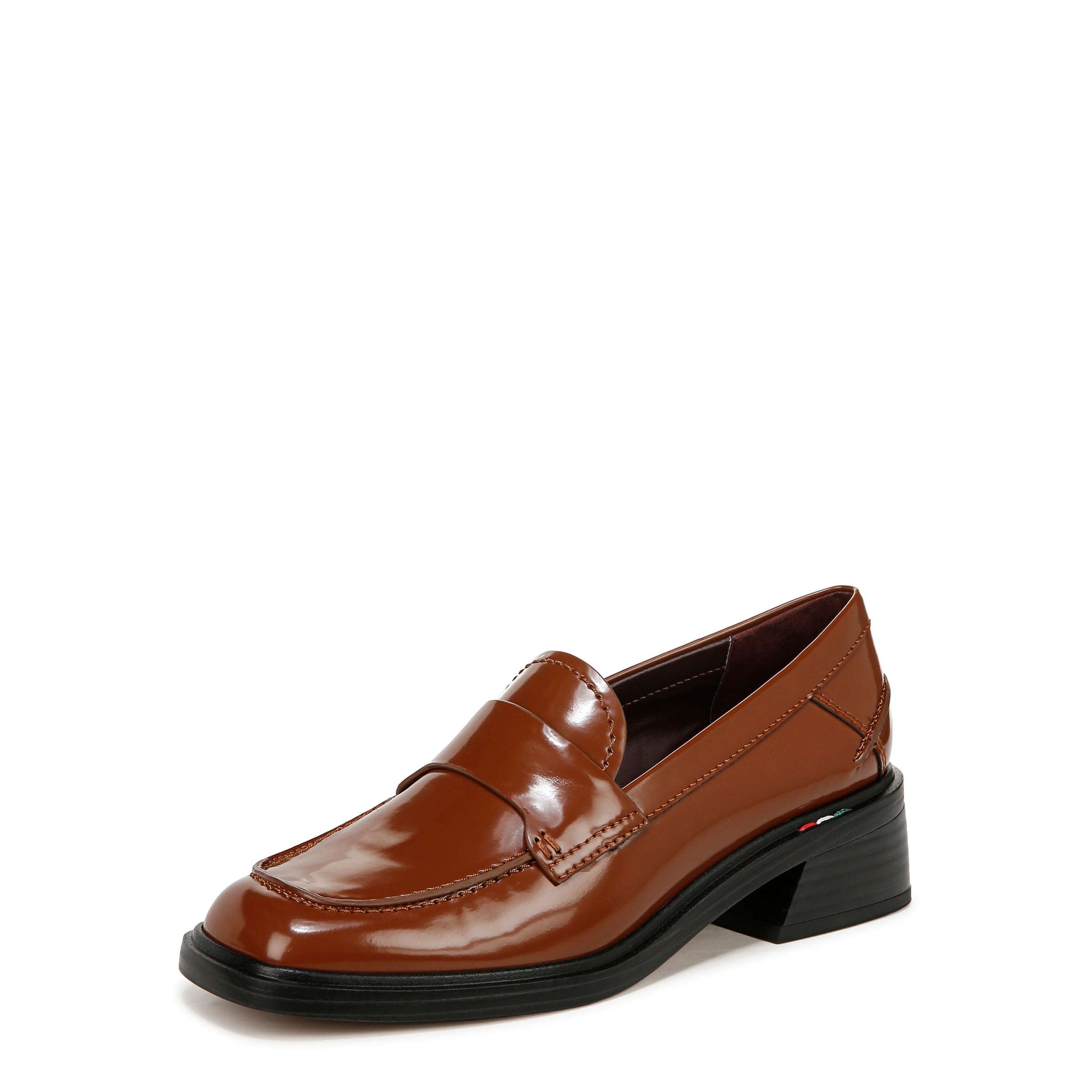Franco Sarto Womens Gabriella Slip On Loafers Tobacco Brown Glossy 6 M