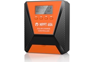 TOPBULL 60A MPPT Solar Charge Controller 12V/ 24V Solar Panel Charge Controller Intelligent Regulator for FLD/LiFePO4/SLD/GEL/AGM with Dual USB Port Auto Parameter LCD Display and Timer Setting ON/Off Hours
