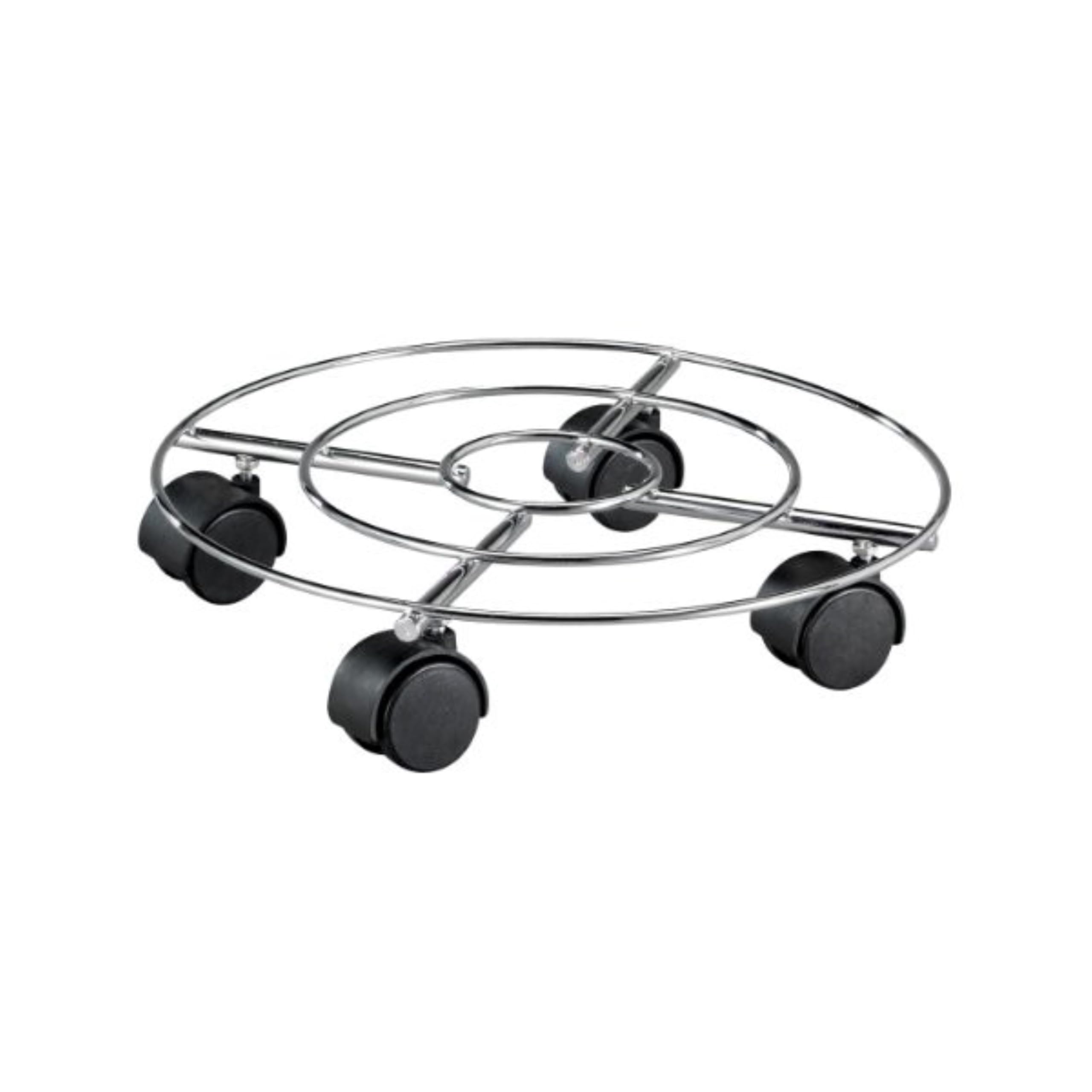 WAGNER Plant trolley CHROME Ø 35 x 6,5 cm I Plant trolley for indoor use I Flower trolley made of chrome-plated steel I Shiny silver container trolley, chrome I Load capacity 60 kg - 20093201