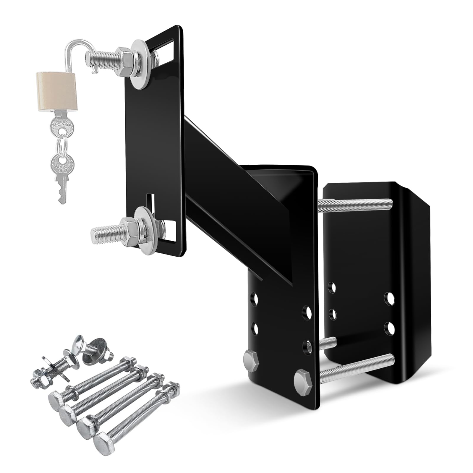 Photo 1 of **MISSING HARDWARE** HOXWELL Lockable Spare Tire Carrier, Spare Tire Bracket for Utility Trailer, Powder Coat Steel Black Boat Trailer Tire Mount Fits Most Lugs Wheels, Easy to Install