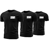 First Class Men's Tactical Security T Shirt, Regular Fit Short Sleeves Silkscreen Security Text on Front and Back