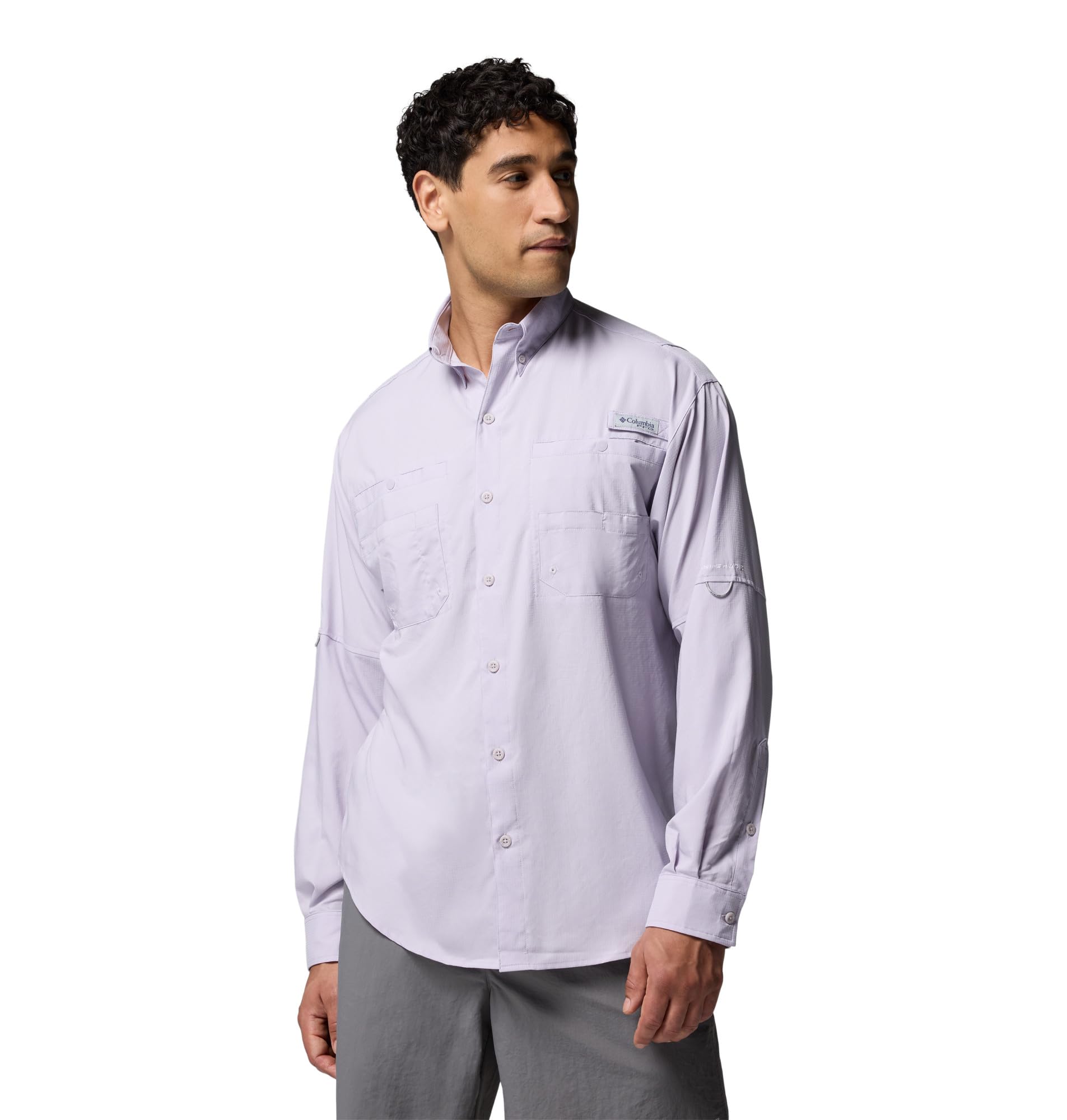 Columbia Mens PFG Tamiami Long Sleeve Fishing Shirt, Lavender Pearl, X-Large Tall Image
