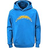 Outerstuff NFL Kids Youth 8-20 Official Team Color Polyester Performance Football Primary Logo Pullover Sweatshirt Hoodie - Los Angeles Chargers Blue - Medium 10-12