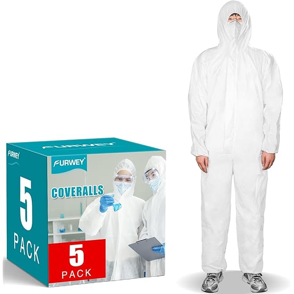 FURWEY Hazmat Suits 10 Pack Disposable Protective Coveralls, Heavy