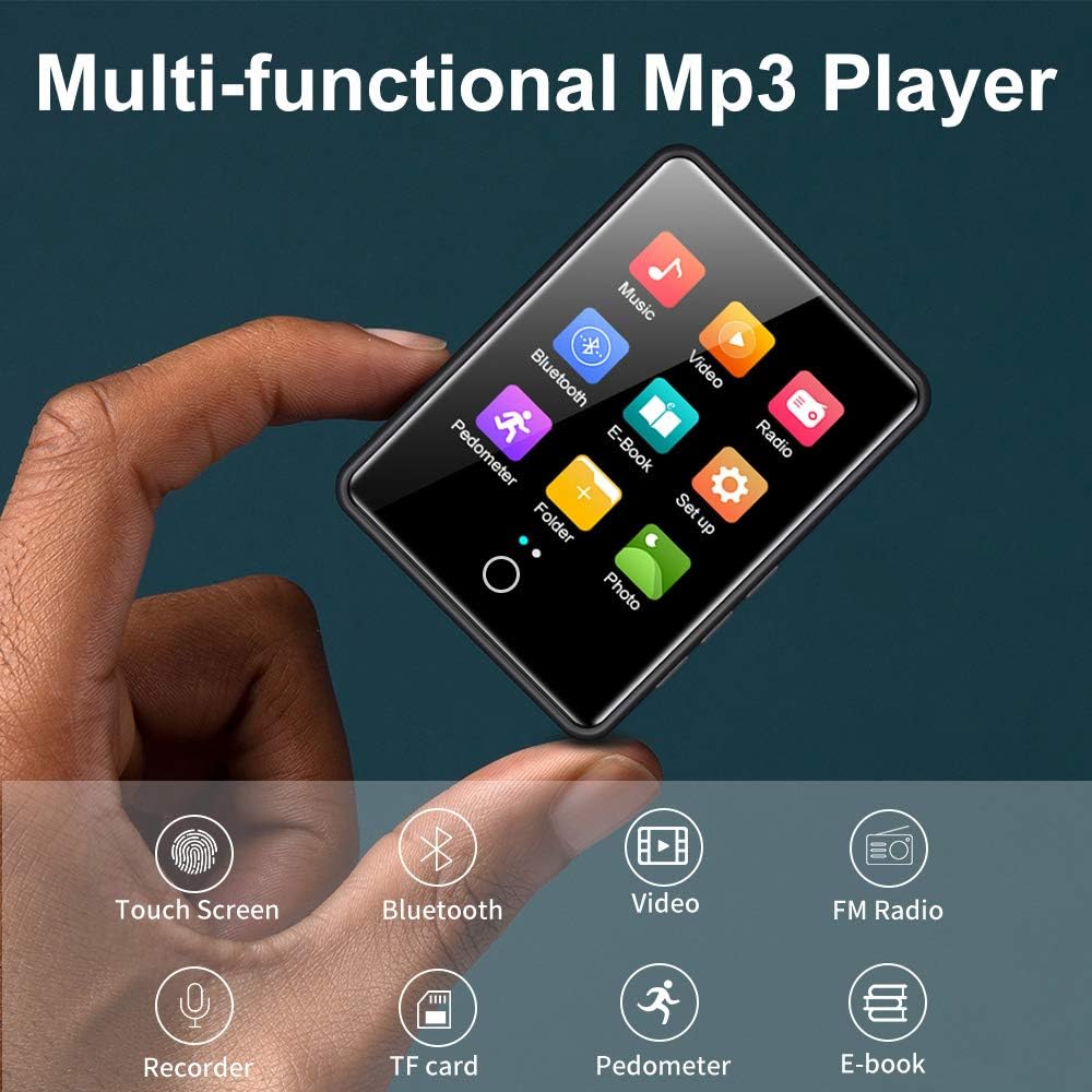 RUIZU Mp3 Player with Bluetooth 5.0, 16GB Music Player with FM Radio, Built-in Speaker, Touch Screen HiFi Sound Bluetooth Mp3 Player, Voice Recorder, E-Book, Supports up to 128 GB Micro SD Card Black: Home Audio & Theater