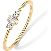 PAVOI 18K Gold Plated Marquise Round Mini Cubic Zirconia Stackable Rings for Women | Dainty Stacking Thin Band for Women