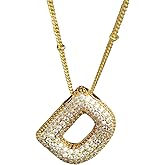 Koyzsen 14k Gold Plated Bubble Balloon Necklace Letter A, Trendy Tiny Cute Personalized Monogram Name Jewelry Pendant Choker, Exquisite Accessories Suitable for Womans
