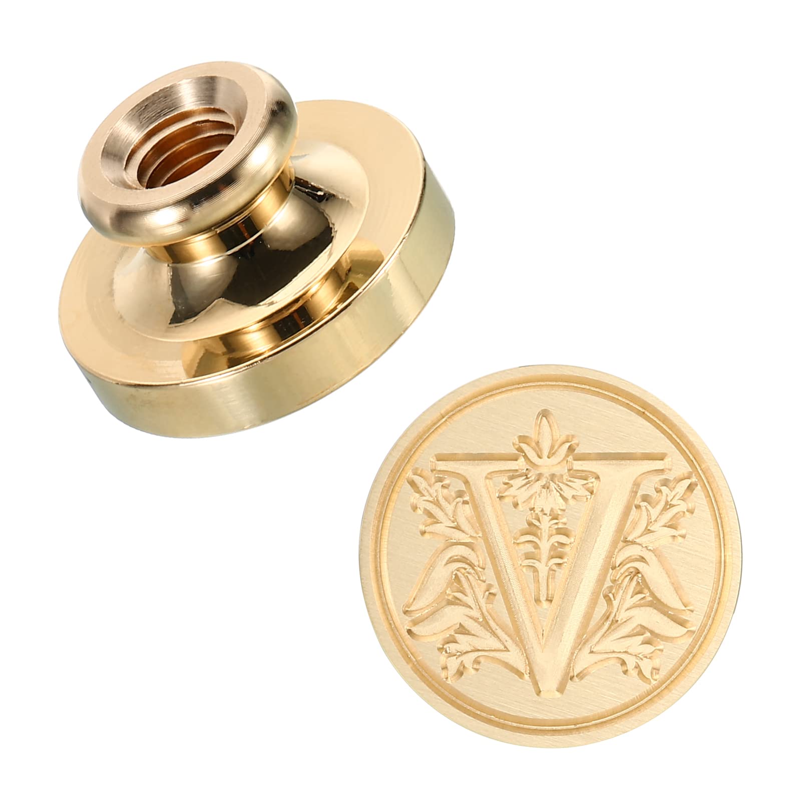 PATIKIL Alphabet V Wax Seal Stamp, Initial Letter Sealing Wax Stamp Classic Retro Brass Head for Envelope Invitation Cards