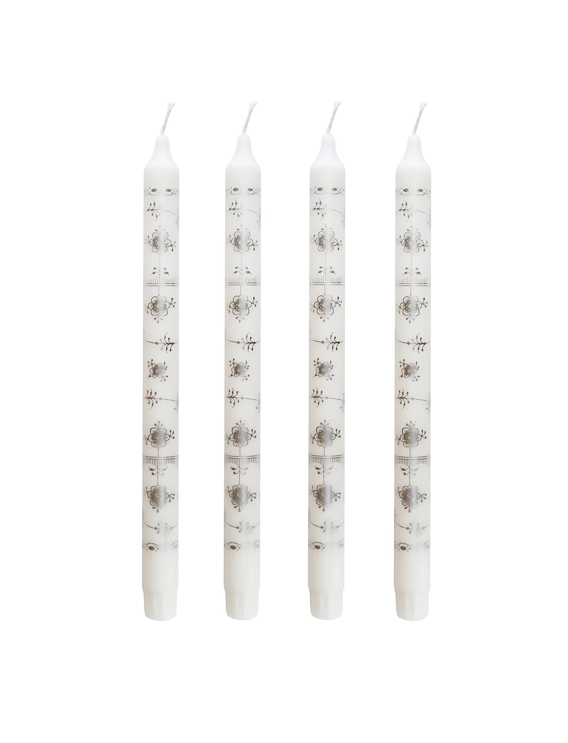 Kunstindustrien® Tapered Candles, Made in Denmark, Royal Danish Design, Dripless & Smokeless Dinner Candles, Candles Long Burning 12 Hours, Unscented Candle Gift Set, 4pcs. 2.3 x 30cm (Silver Fluted)