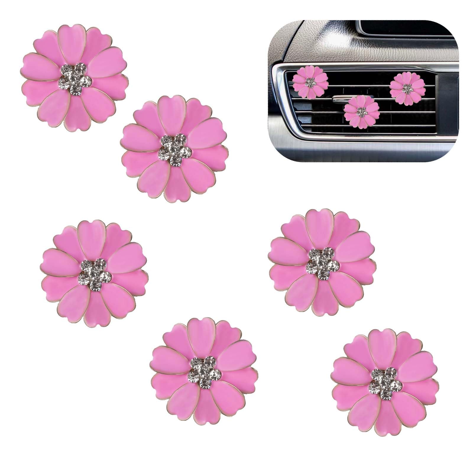 Photo 1 of 6 Pcs Daisy Flower Air Vent Clip,Cute Flower Car Air Fresheners for Women Car Decor (Pink)