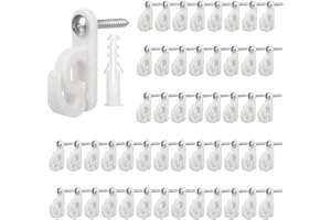 HKCLAVUS Spiral Hooks for Hanging Christmas Lights, Patio Wall Hooks for Garage New Year Holiday Parties, Light Clip Hooks for Outdoor String Lights, Wires and LED Light Clips.(50, White)