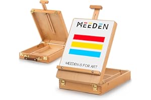 MEEDEN Studio Sketch Box Easel- Solid Beech Wood Universal Design Adjustable Tabletop Sketchbox Easel with Storage Box for Pl