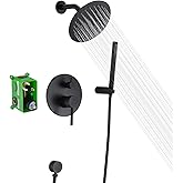 Black Shower Fixtures, Matte Black Shower Faucet Set, Black Shower System with Rain Shower and Handheld,sumerain