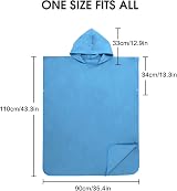 MOKANI Changing Robe Towel Poncho with Hood Blue Microfiber Quick Dry view 6
