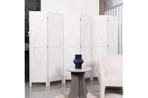 JVVMNJLK Room Divider, 6 Panel Wood Room dividers and Folding Privacy Screens, 5.6 FT Tall X-Shaped Rustic Freestanding Partition Wall dividers Screen, Room Separator, White