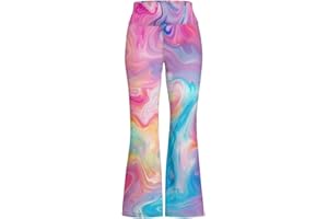 Pimpimsky Girl Yoga Flare Wide Leg Tummy Control Stretchy Pants Breathable Kids Athletic Leggings Casual Wear Age 5-14 Years
