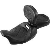 TCT-MOTORPARTS Low-Profile Driver Passenger Seat w/Driver Rider Backrest Pad Fits for Harley Touring 2009-2023 Street Glide CVO Road Glide Electra Glide Ultra-Classic Road King Black Stitching
