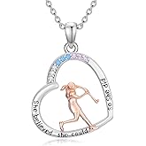 Cargari Sports Necklace 925 Sterling Silver Basketball/Soccer/Baseball/Tennis/Volleyball Heart Necklace Sport Gift