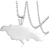 Jamaica Map Pendant Necklaces Jewelry Stainless Steel Map of Jamaica Country Necklace Long Distance Relationship Gift for Women Men
