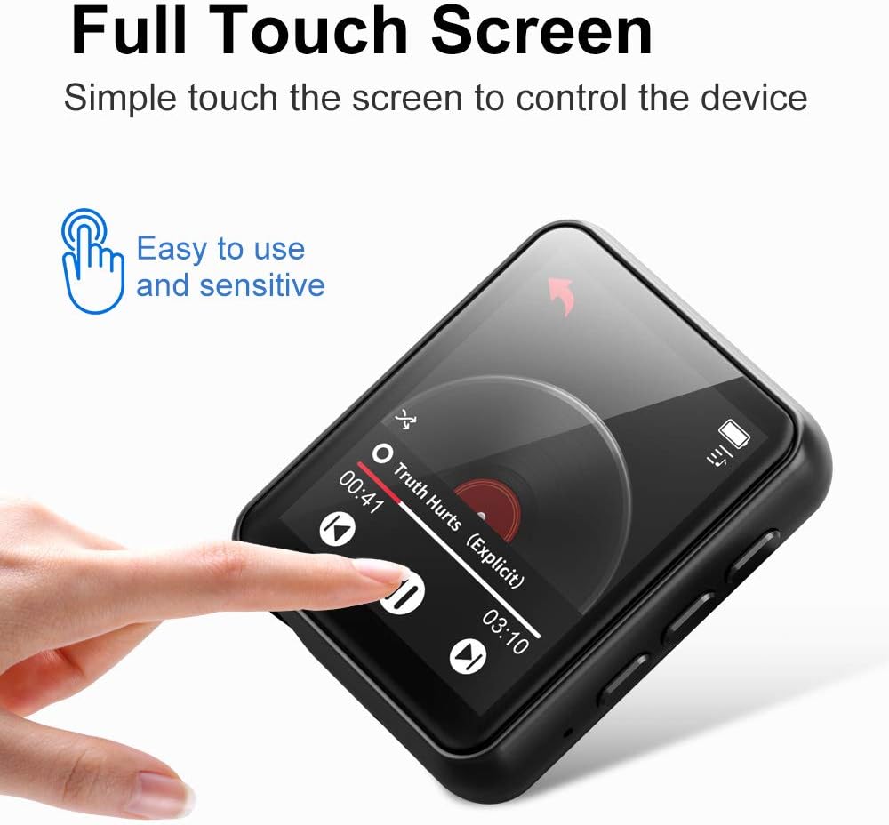 MP3 Player Bluetooth 5.0 Touch Screen Music Player 16GB Portable mp3 Player with Speakers high Fidelity Lossless Sound Quality mp3 FM Radio Recording e-Book 1.8 inch Screen MP3 Player Support (128GB): Electronics