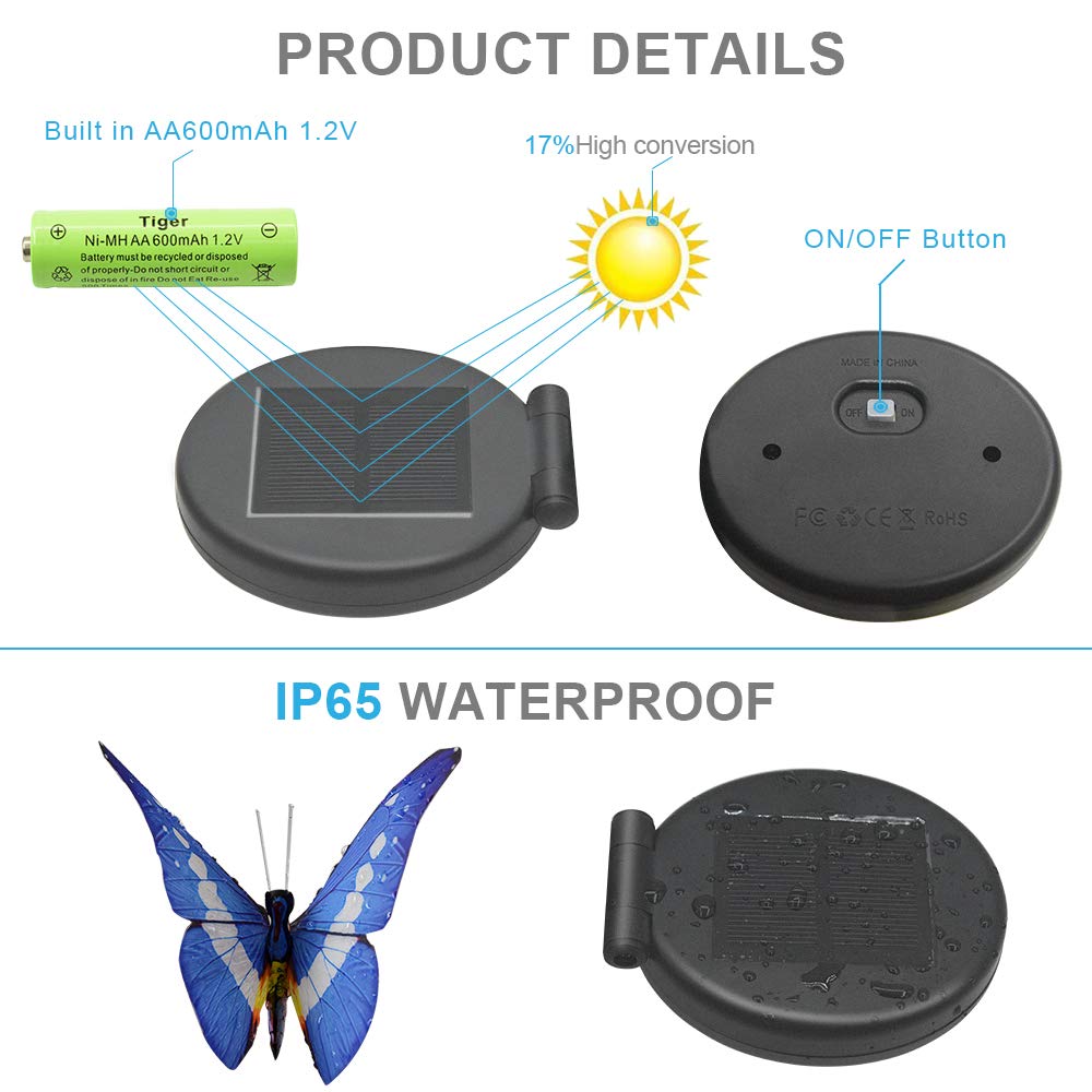 Solarmks Solar Lights Outdoor Garden Decorative Light,with a Purple LED Light Stakes Multi-Colored Changing Fiber Optic Butterfly LED Lighting for Garden Patio Backyard,Pack of 3