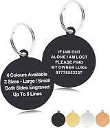 Padding Paws Personalised Engraved Dog Tag Black Round S