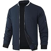 HOOD CREW Men’s Lightweight Casual Jackets Varsity Bomber Jacket Coat with Zipper