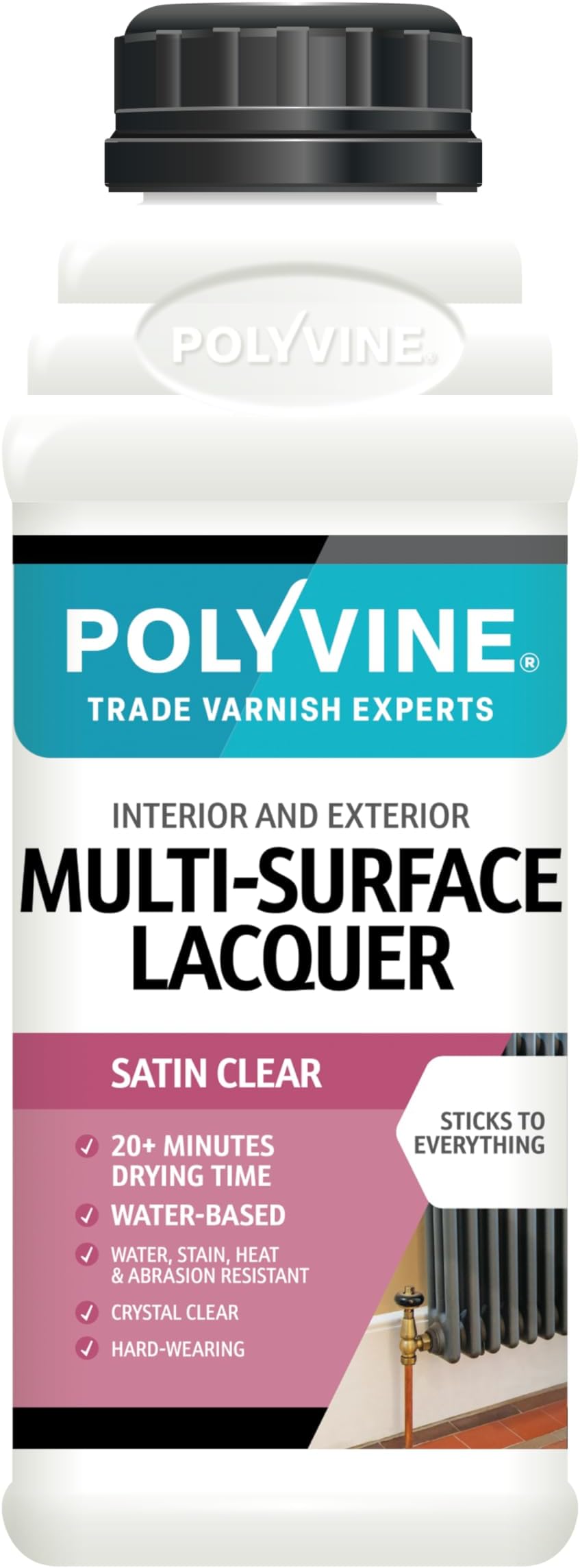 Polyvine Multi-Surface Lacquer Gloss Satin Dead Flat Clear Pro Quick Dry Water