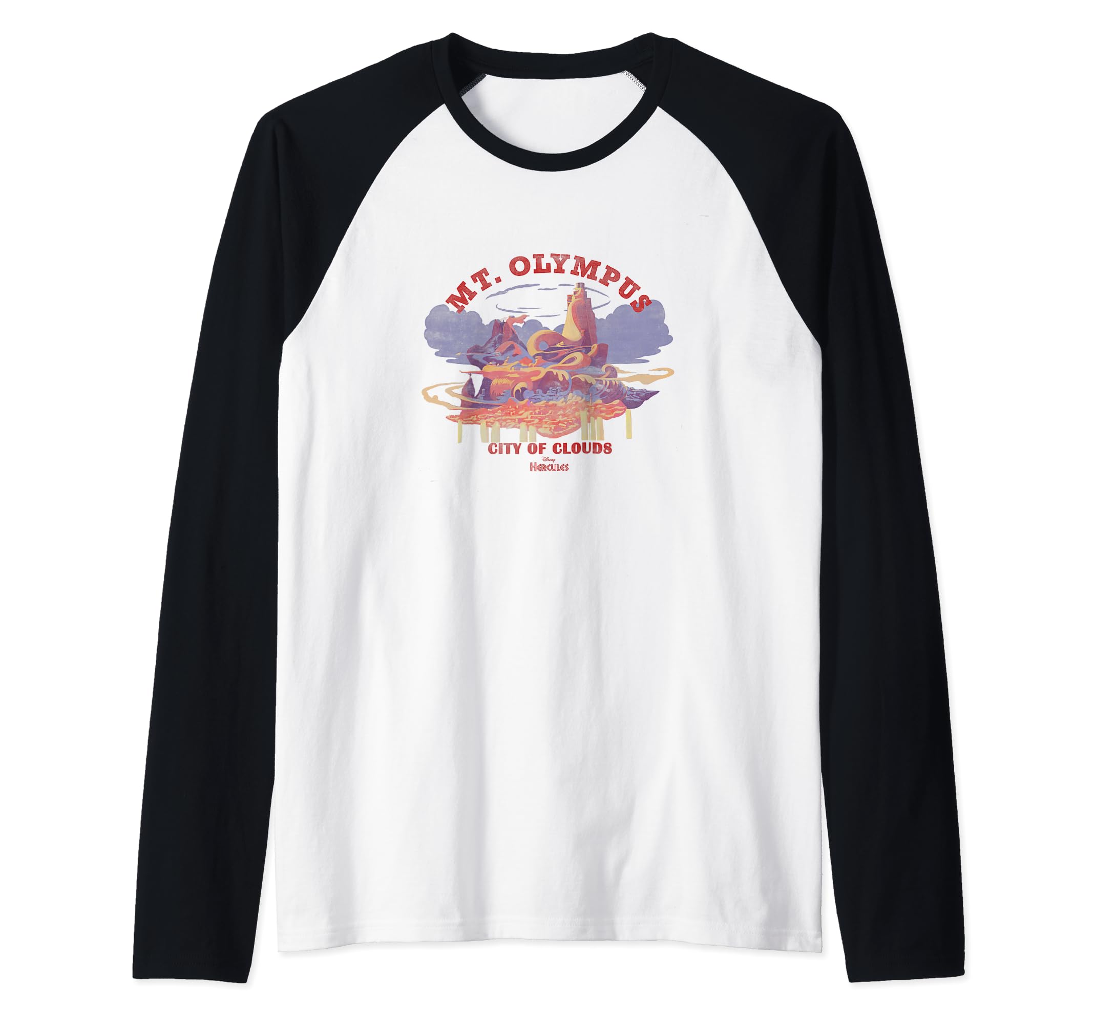 Disney Hercules Mt. Olympus City Of Clouds Raglan Baseball Tee