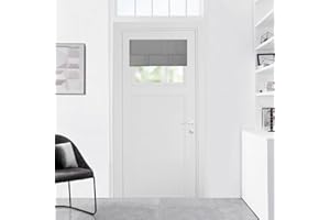 WdFour Side Door Curtains for Door Window, Room Darkening Solid Color Door Window Covering for Glass Door, Front Door Sidelight Curtain Tie up Shade 24W x 18L Inches, 1 Panel, Light Gray.