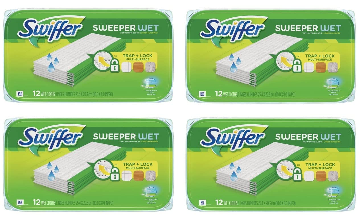 Photo 1 of Sweeper Wet Mopping Pad Refills for Floor Mop Open Window Fresh Scent 12 Count - 4 Pack
