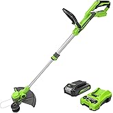 Greenworks 24V Cordless String Trimmer/Edger (Gen 2), 12" Cutting Width, Ultra-Light 6 lbs Design, with 2.0Ah Battery & Charger Included