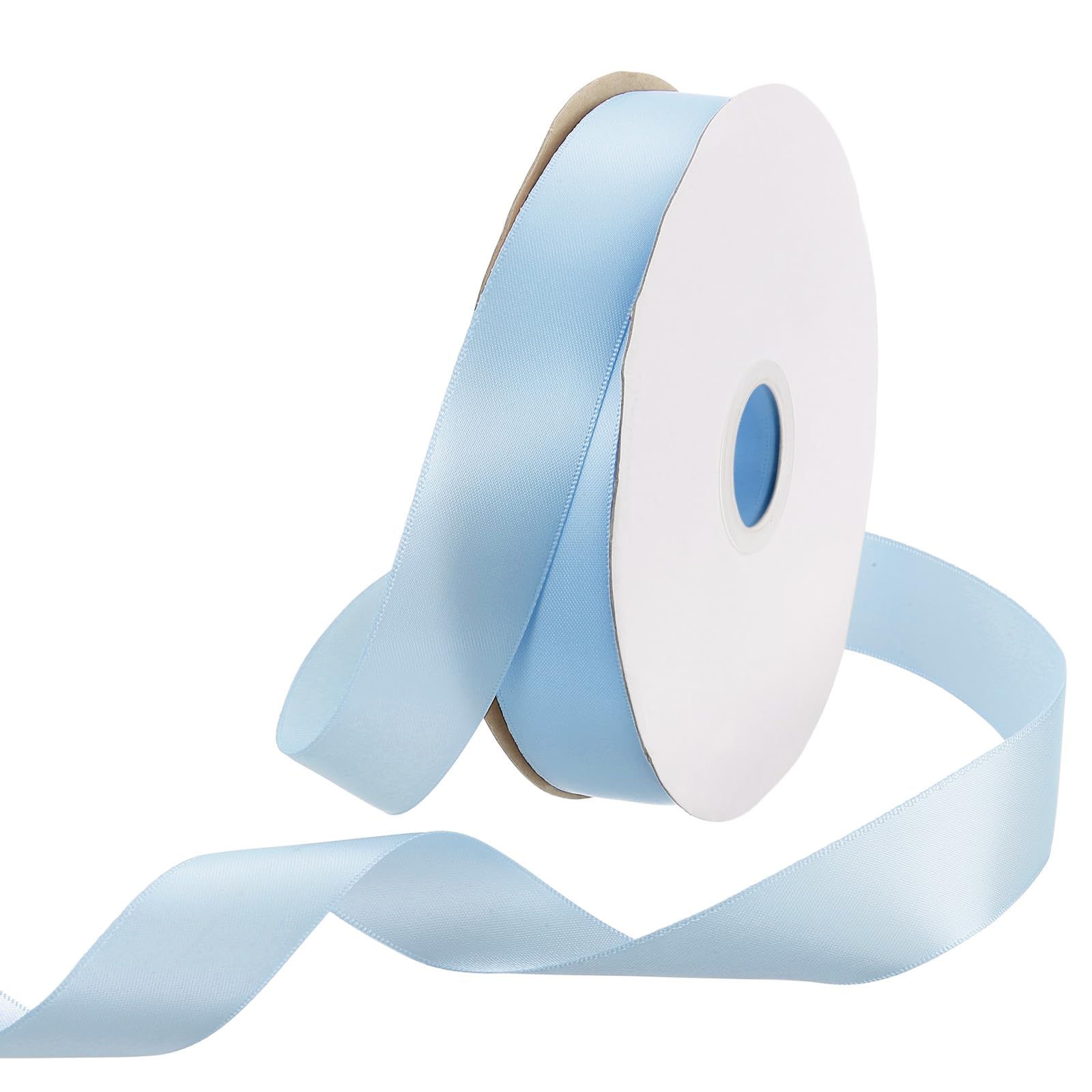 Rebower 25mm Satin Ribbon 46m Thick Double Face Grosgrain Silk Ribbon, [for Gift Wrapping, Hair Bows, Wedding, Cake, Flower] - 50 Yard/150ft/ Light Blue — image 1