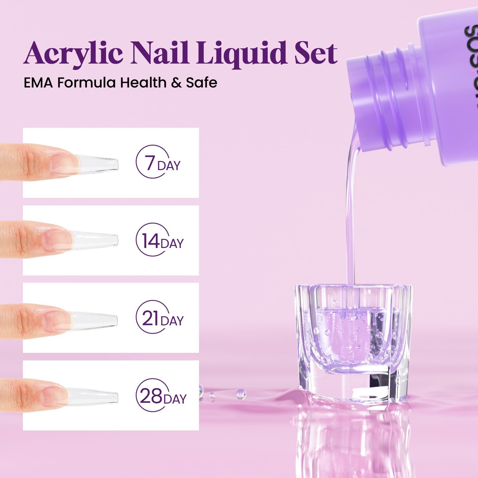 VANSISOS Acrylic Nail Kit with Drill: Professional Clear White Pink Acrylic Powder and Liquid Set with Nail Drill Acrylic Nail Brushes for Acrylic Nail Extension Application 0.5oz - Image 5