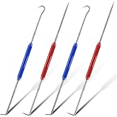Zhehao 4 Pcs Double Pointed Scriber, 8.3" Metal Scribe Hook &amp; Pick Tool Set | Steel Tip,Knurled Aluminum Handle,Rust-proof,Wear-resistant,Hook,Straight Tip,Meet Different Needs,for Machinists &amp; Craftsmen