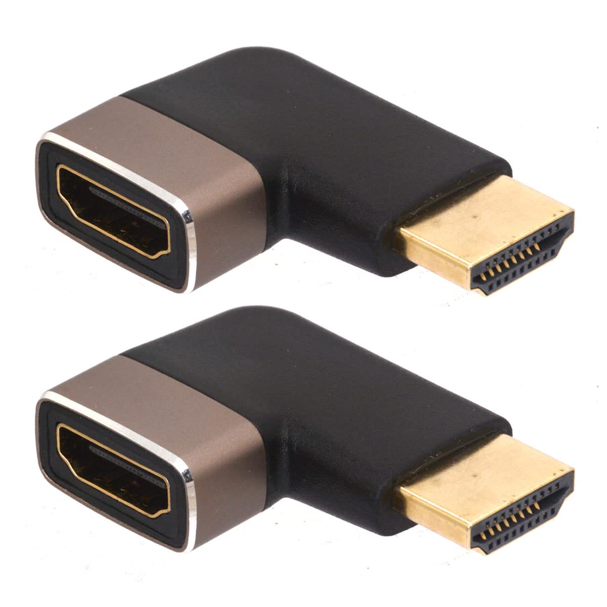 HTGuoji 8K HDMI Extender Adapter, HDMI Right Angle Male to Female Connector HDMI 2.1 Extension Coupler Adapter with 8K@60Hz, 4K@120Hz, HDR, eARC for HDMI Switch Laptop PS4 PS5 Xbox, 2 Pcs (Right)