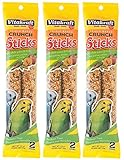 Vitakraft Triple Baked Crunch Sticks with Whole Grains and Fruit Parakeet Treat (3 Packs / 2 Treats Per Pack)