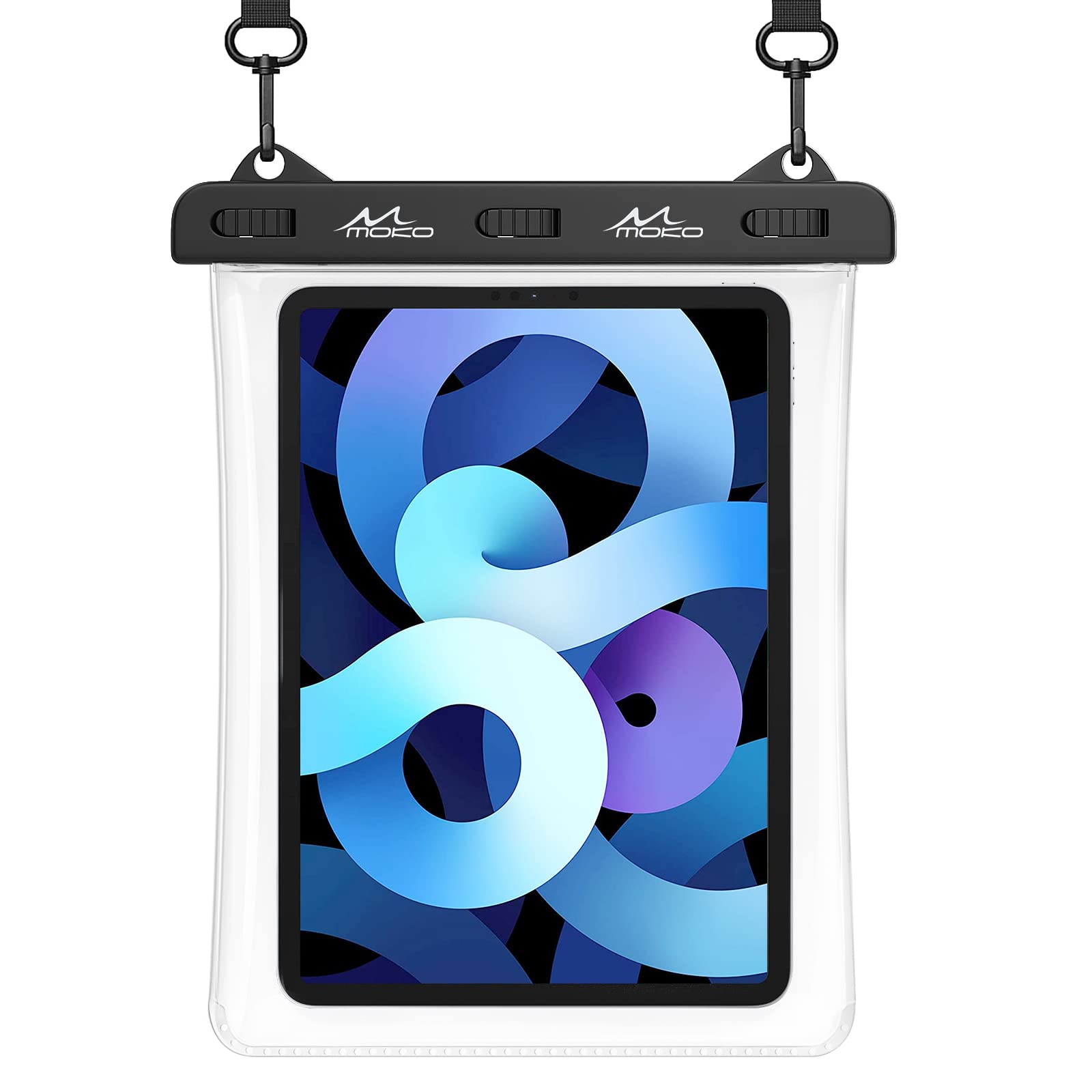 MoKo Waterproof Tablet Case, Tablet Pouch Dry Bag Compatible with iPad 9th 2021, iPad mini 6, iPad Air 5 2022, Air 4 10.9, Air 3 10.5, iPad Pro 11/10.5, iPad 10.2/9.7, Galaxy Tab A7/A8, Clear