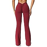 YEOREO Scrunch Flare Leggings V Back Butt Lifting Wide Leg High Waist 31.5" Gym Workout Yoga Pants