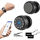 Smart Door Knob Fingerprint Door Lock with Keypad, Keyless Entry Deadbolt for Front Door, Smart Auto Lock Deadbolt with Phone