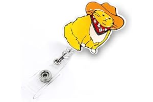 LEBEIGHT Funny Cat Badge Reel Retractable for Nurse Doctor Medical Worker & Nursing Student | Cute Animal Cowboy Cat Badge Holder with Alligator Clip & 24” Durable Nylon Retractable Cord | Acrylic Accessories