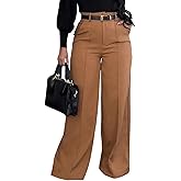 SHINFY Women Wide Leg Dress Pants High Waisted Slacks Pleated Business Casual Office Palazzo Work Pants Trousers