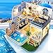 Spilay Dollhouse Miniature with Furniture,DIY Dollhouse Kit Mini Modern Duplex Home Model with Music Box ,1:24 Scale 3D Puzzle Creative Best Christmas Birthday Gift for Lovers and Children(Blue Mark)