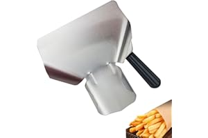 Proshopping Stainless Steel Popcorn Scoop for Popcorn Machine, Commercial French Fry Bagger Scooper, Speed Scoop Shovel- for Potato Chips, Snacks, Ice, Dried Nuts, Popcorn Bar (Right Handle)